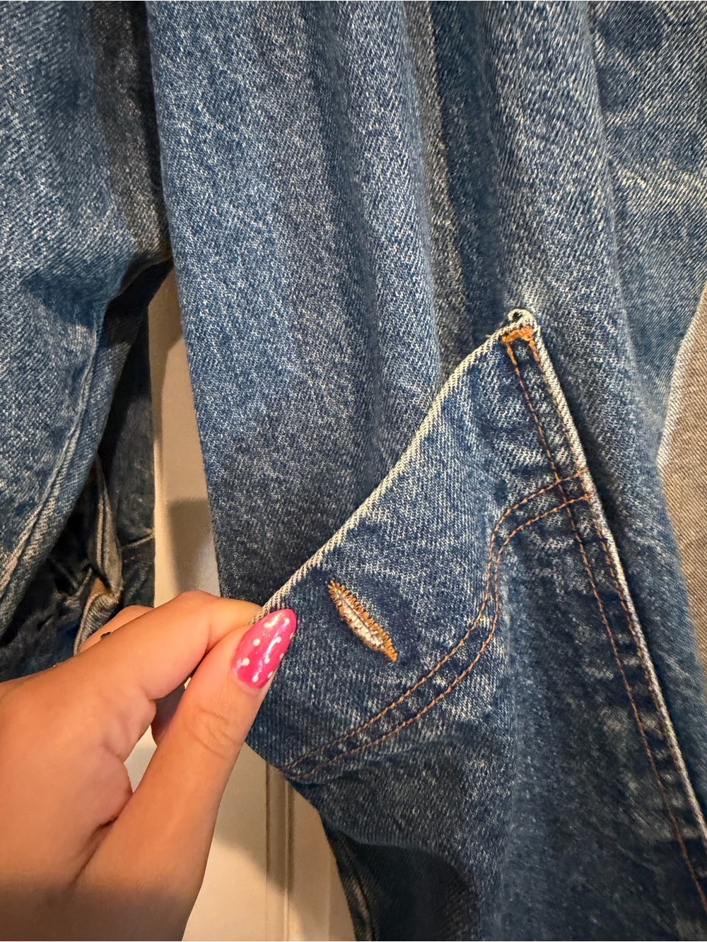Denim Long Trench Coat with TanCollar - Picture 5 of 9